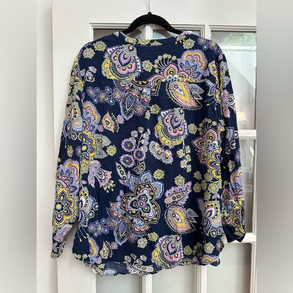 Talbots Plus Navy Floral Paisley Blouse Women’s Plus Size 2X Career Office - Picture 5 of 14